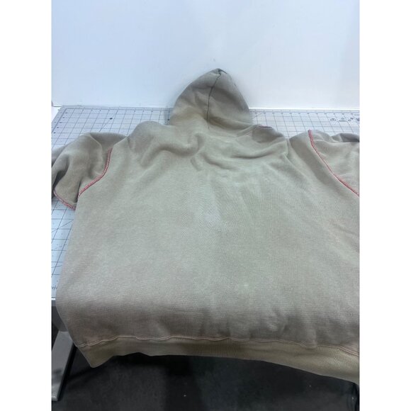 Vintage IM Sports Beige Hoodie Red Waffle Lining Men's L Chore Jacket Barn Find - Picture 2 of 12